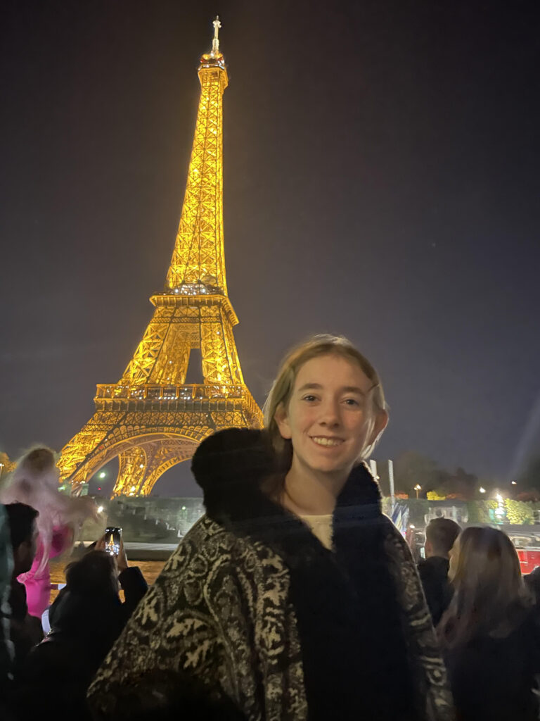 my dearest daughter at the eiffel tower